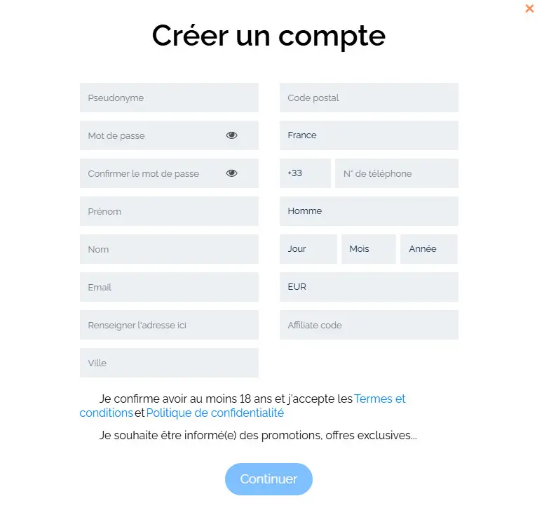 Processus d'inscription Bets IO Casino